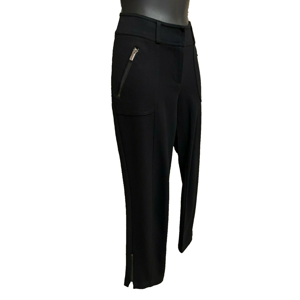 Cache Womens Modern Mid Rise Skinny Straight Leg Pants Sz 2 Black Knit Stretch - Picture 5 of 13